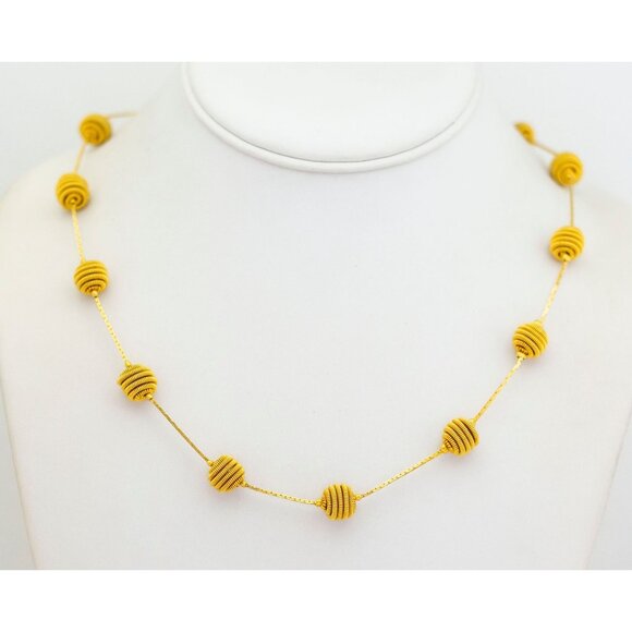 24 inch, Vintage Gold Tone Spiral Beehive Necklace - G1 - Picture 2 of 3